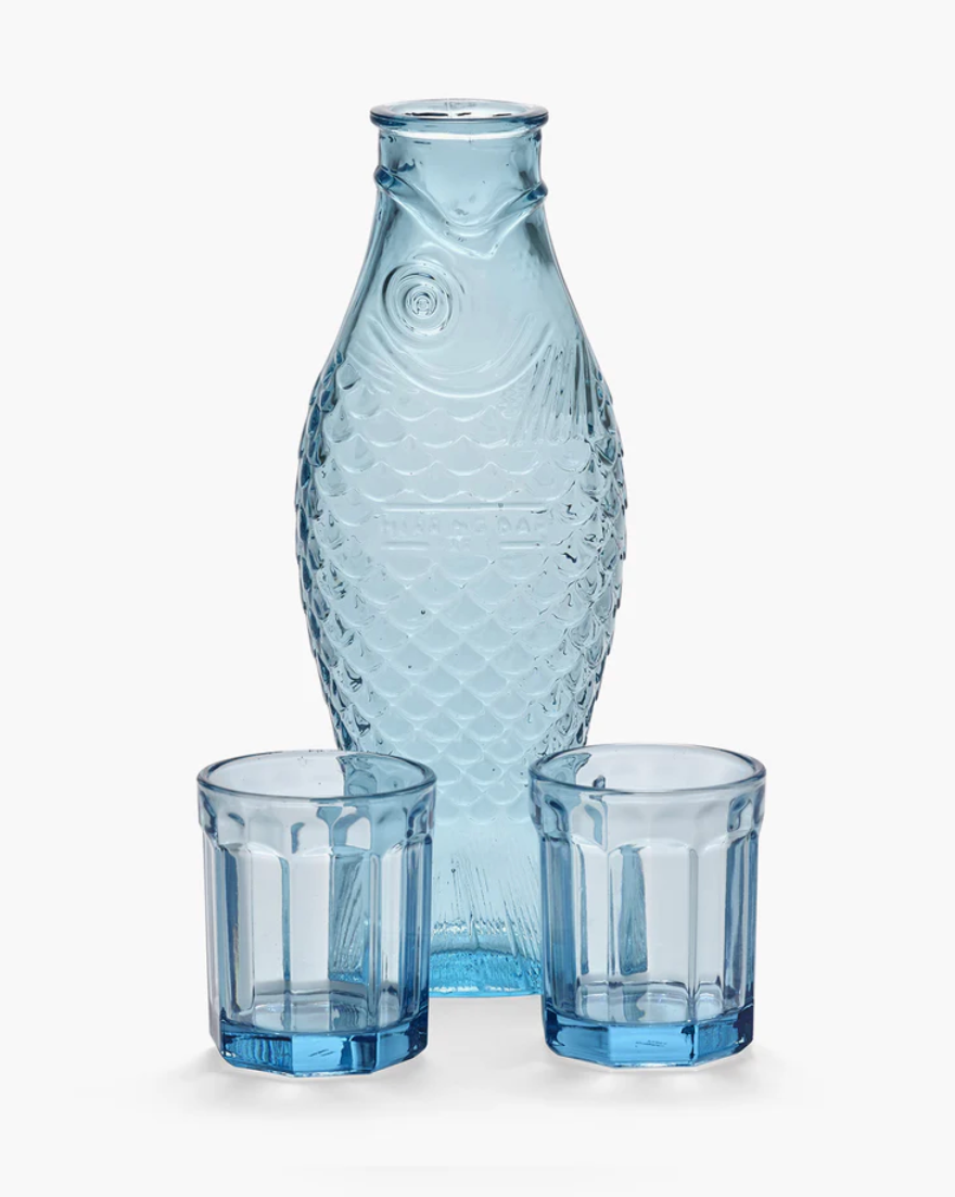 Set Karaffe mit 2 Gläsern blau