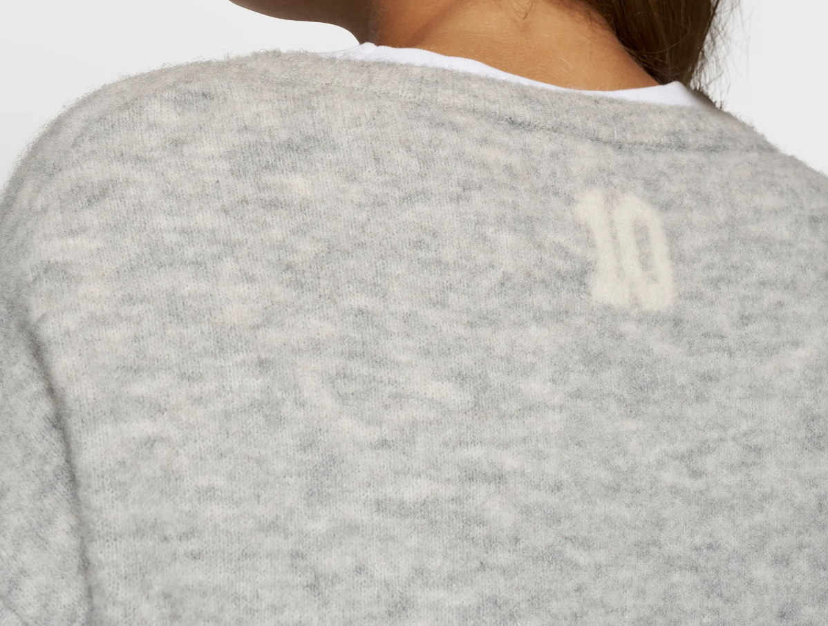 Sweater - knit soft round neck light grey meliert