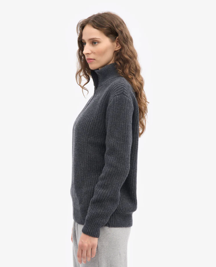 Merino Quarter Zip - Lava Grey