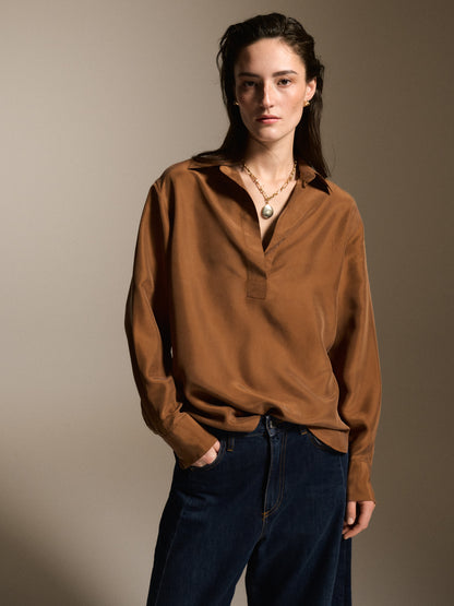 Seidenbluse Elda - chestnut
