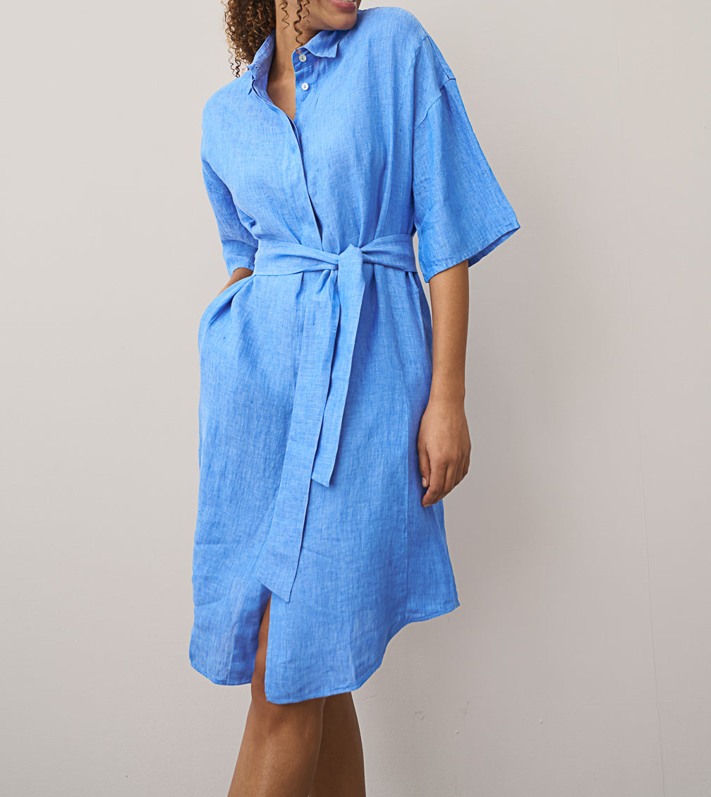 Leinenkleid - azurblau