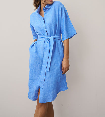 Leinenkleid - azurblau