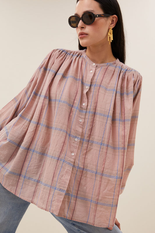 Bluse - blush pink check