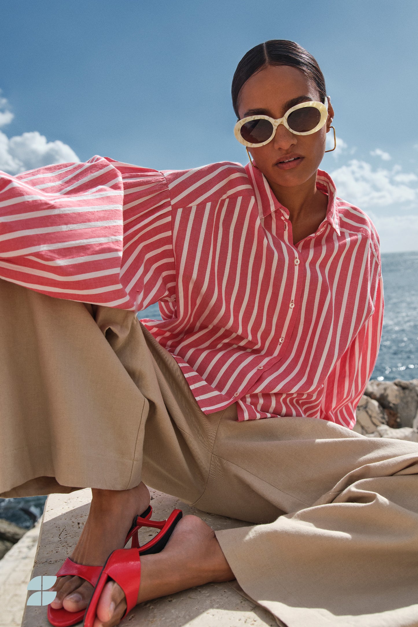 Bluse Streifen - rot/ weiß