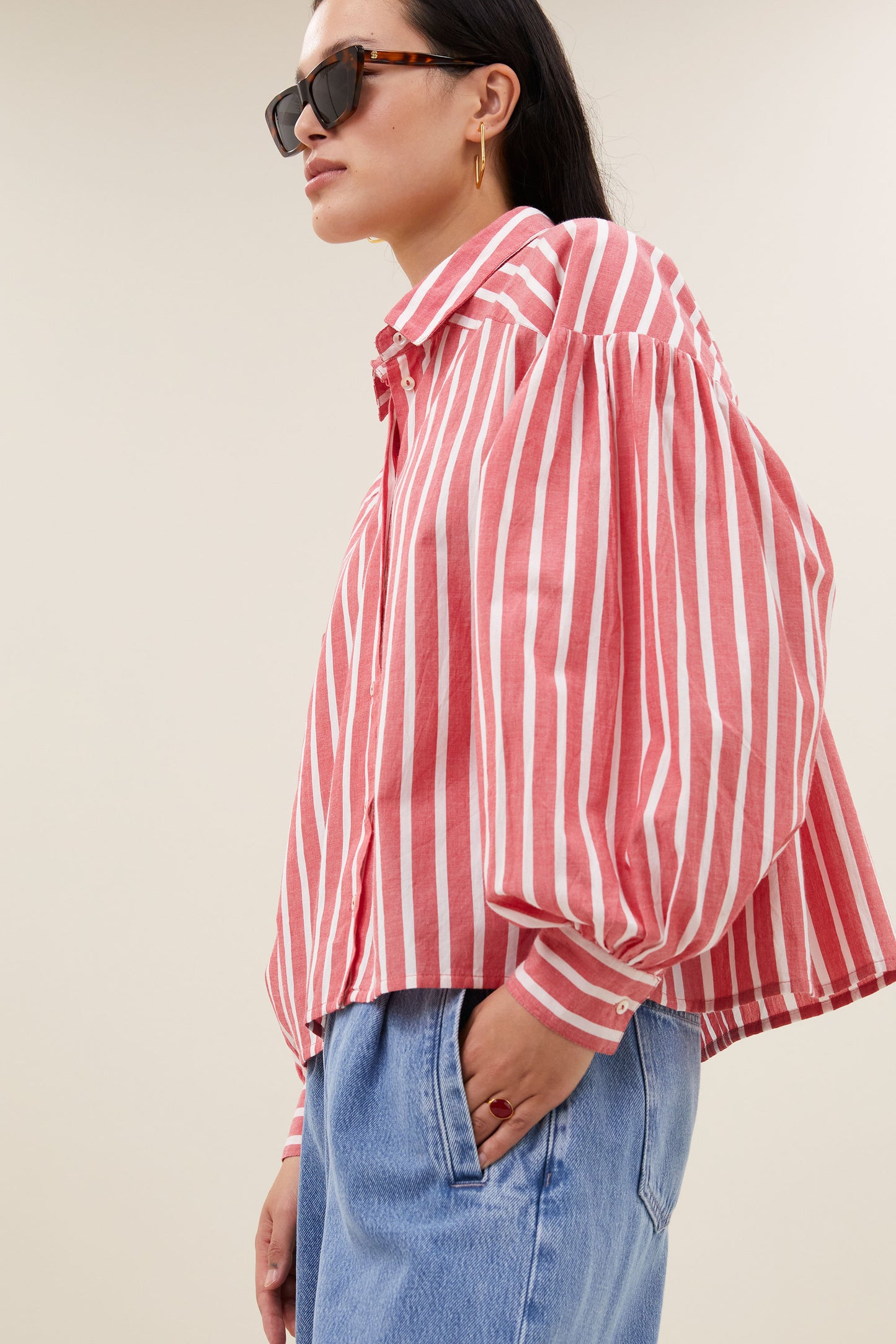 Bluse Streifen - rot/ weiß