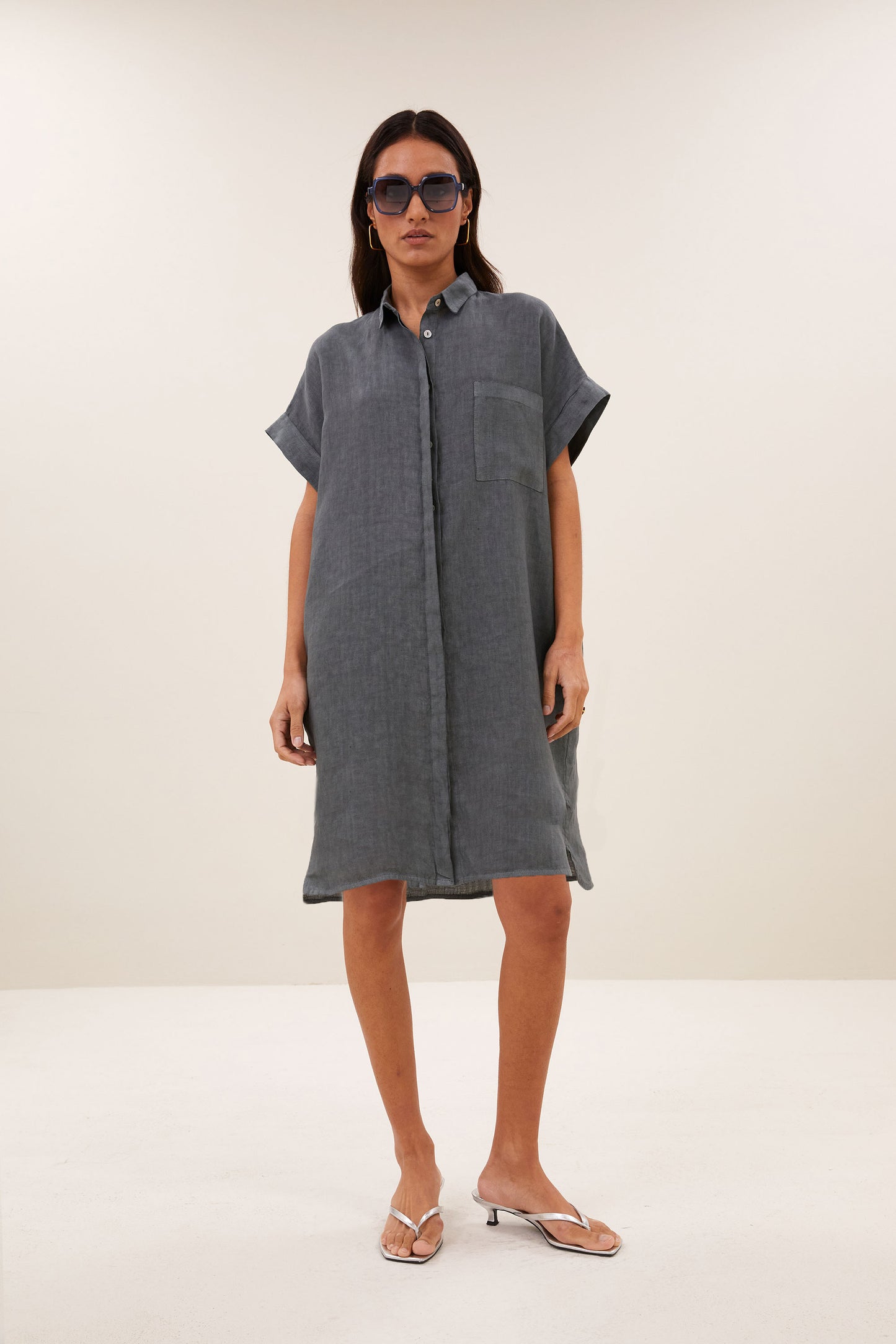 Leinenkleid - charcoal