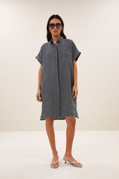 Leinenkleid - charcoal