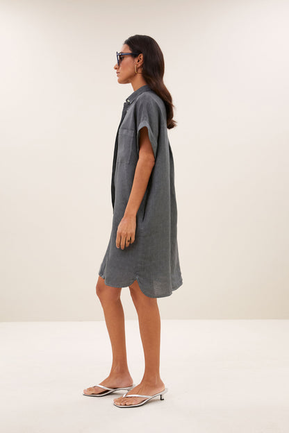 Leinenkleid - charcoal