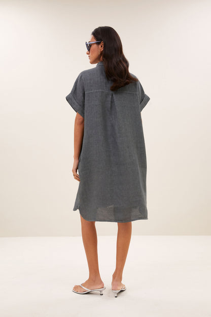 Leinenkleid - charcoal