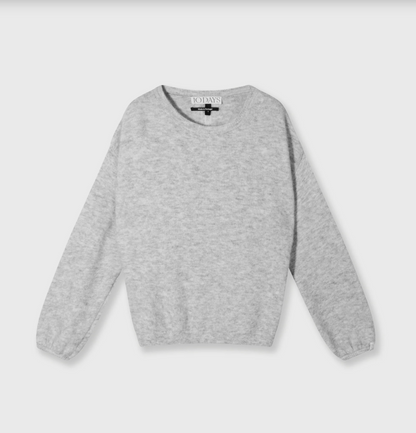Sweater - knit soft round neck light grey meliert