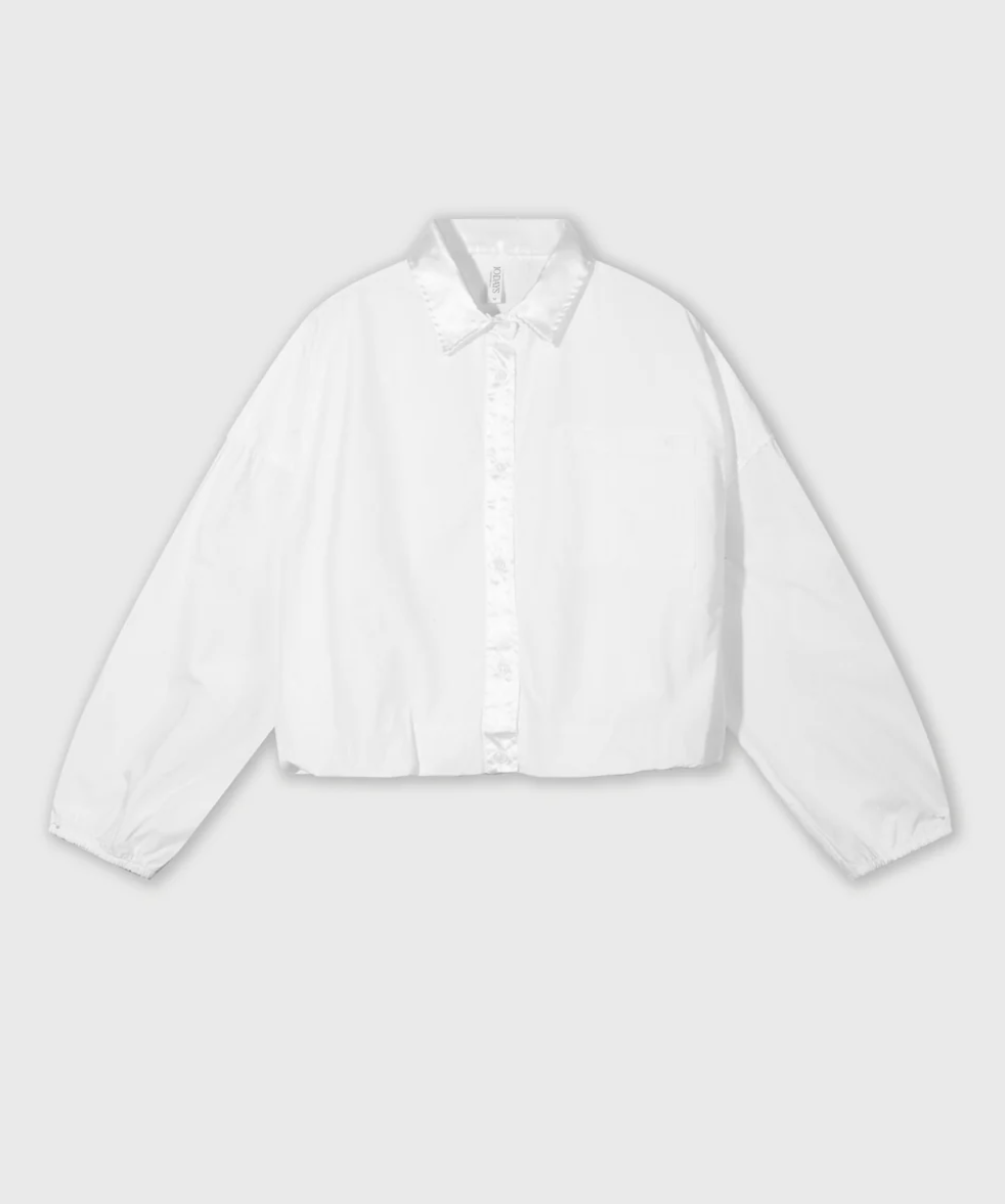 Cropped smoking blouse - white