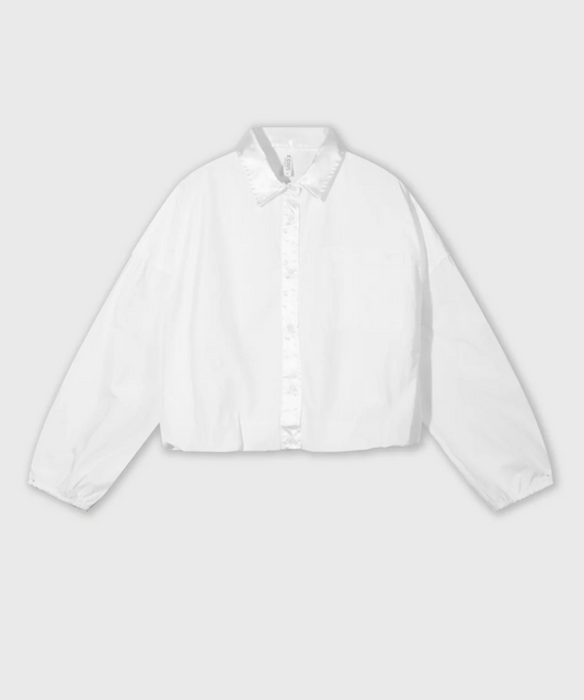 Cropped smoking blouse - white
