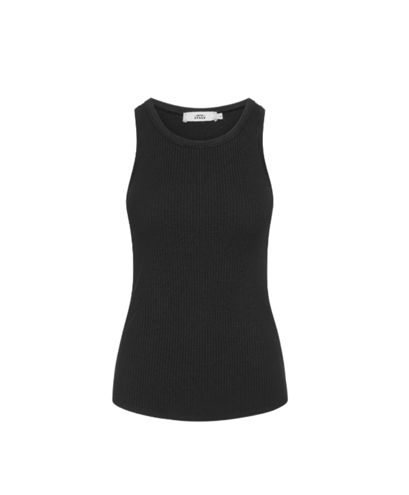 Ella rib jersey top - black