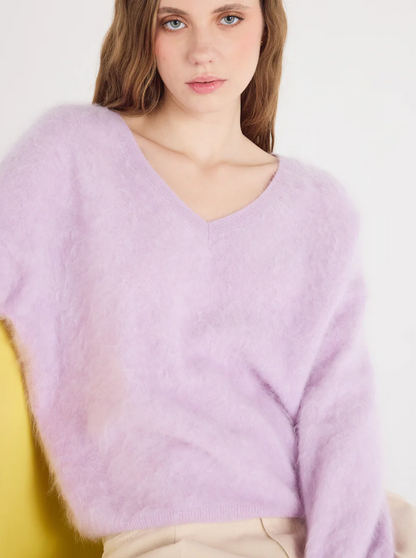 V - Ausschnitpullover Brushed Cashmere - lilac