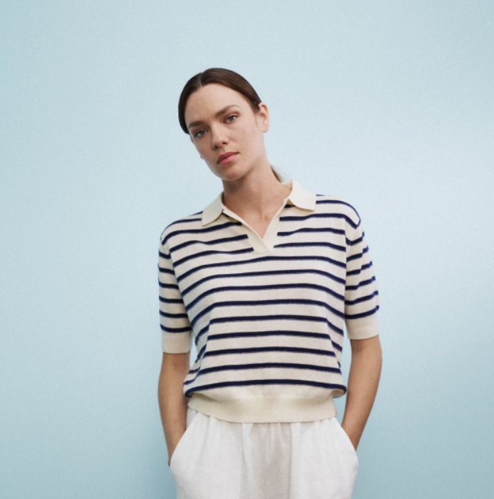 Pullover Iris - navy/cream gestreift