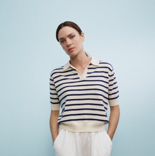 Pullover Iris - navy/cream gestreift