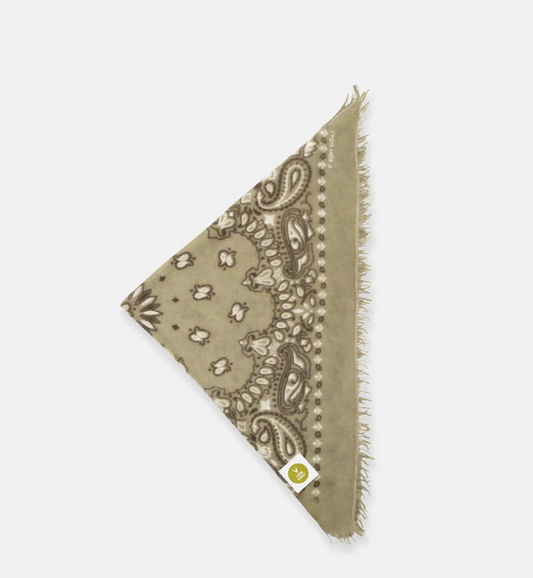 Cashmerebandana Paisley mit Fransen - oliv