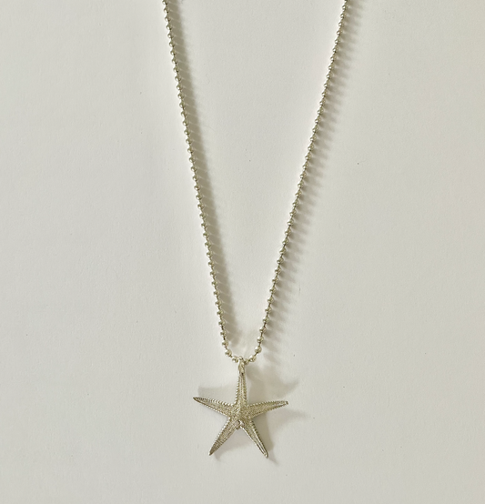 Kleiner Seestern mit Kugelkette 925 Sterling Silber