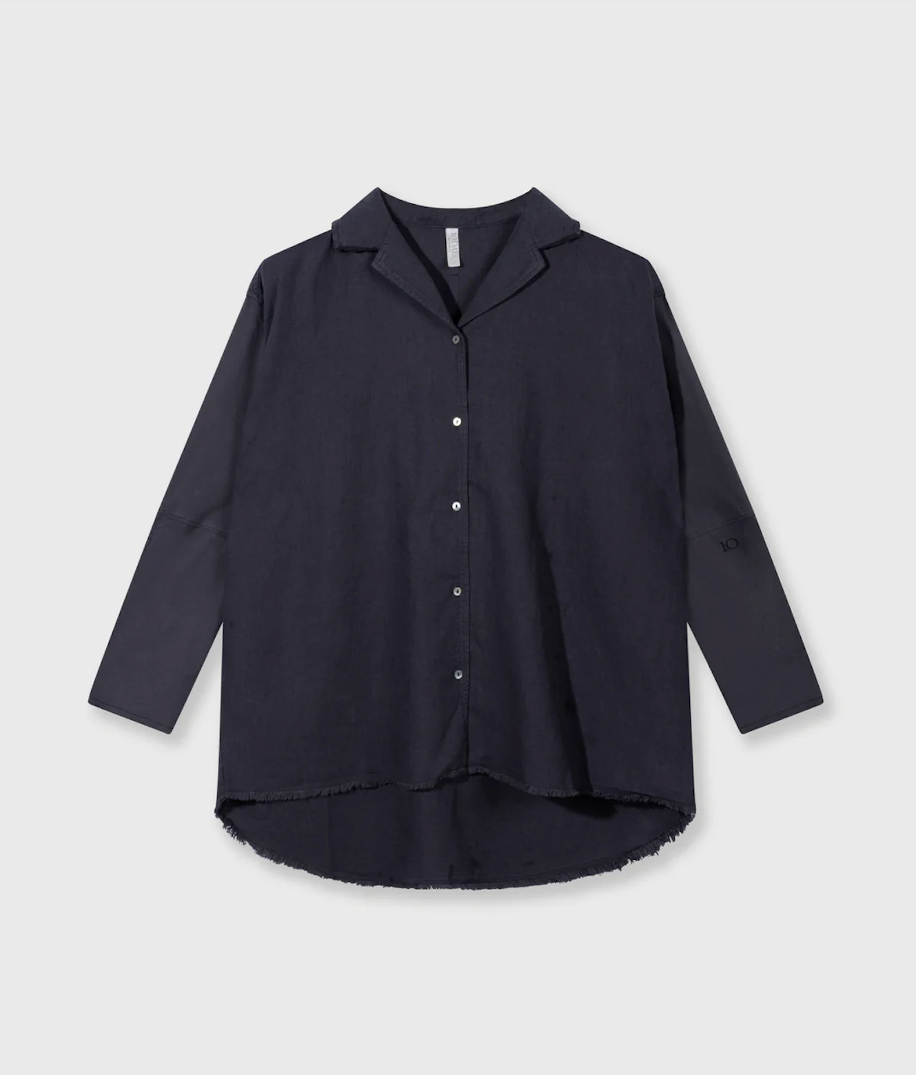 Cotton linen blouse - anthrazit (steel blue)