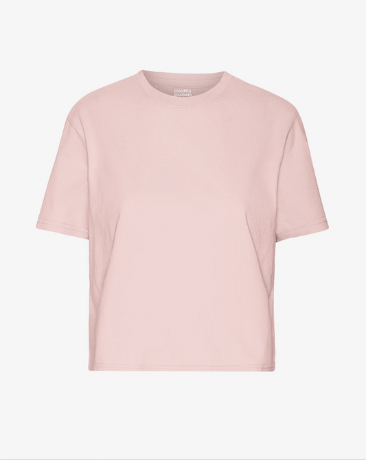 Organic Boxy Crop Tee - Faded Pink