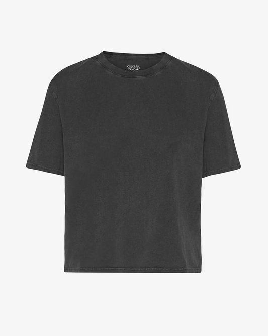 Organic Boxy Crop Tee - Faded Black