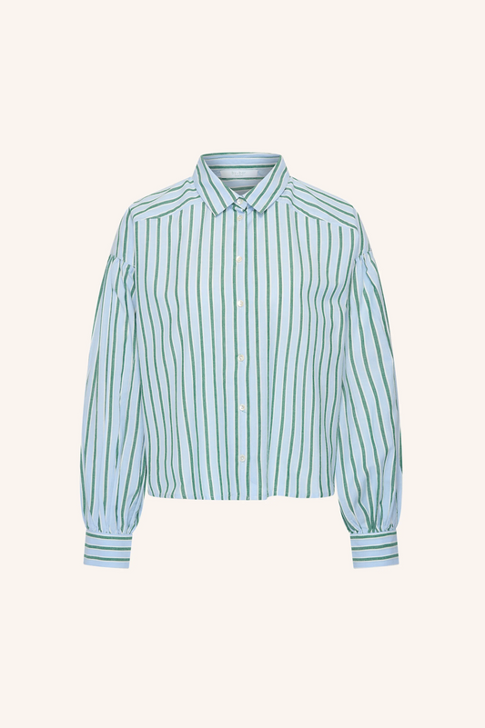 Sarah short sea blouse - green sea stripe