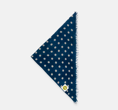 Cashmerebandana Polka Dots mit Fransen - blau/beige