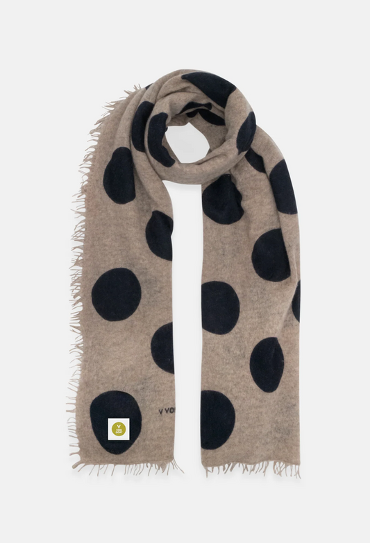 Cashmereschal Polka Dots Melange - Mouse/Dark Navy
