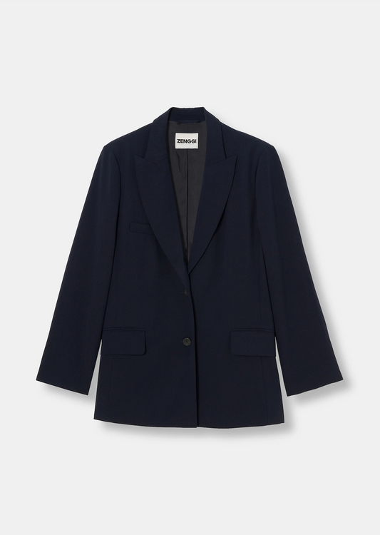 Japanese Crêpe Relaxed Blazer - midnight blue