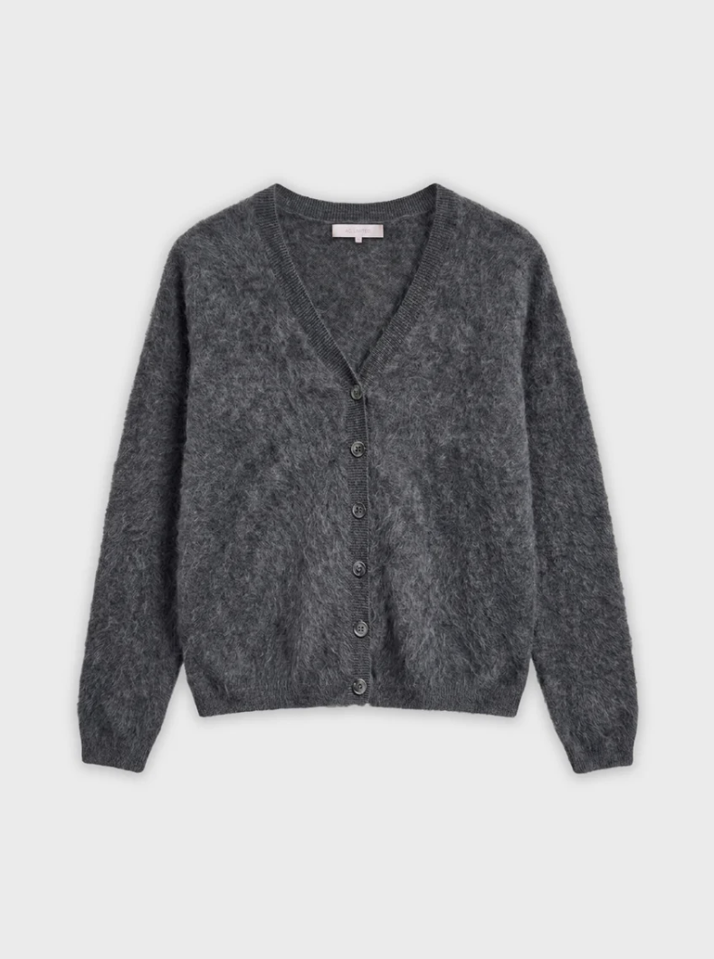 Cardigan Debora Brushed Cashmere - dark heather grey