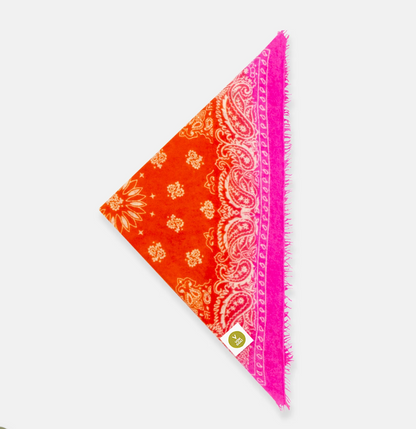 Bandana Paisley AM XL mit Fransen - orange/ pink