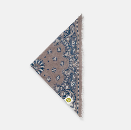Bandana Paisley I XL mit Fransen - taupe/ blau