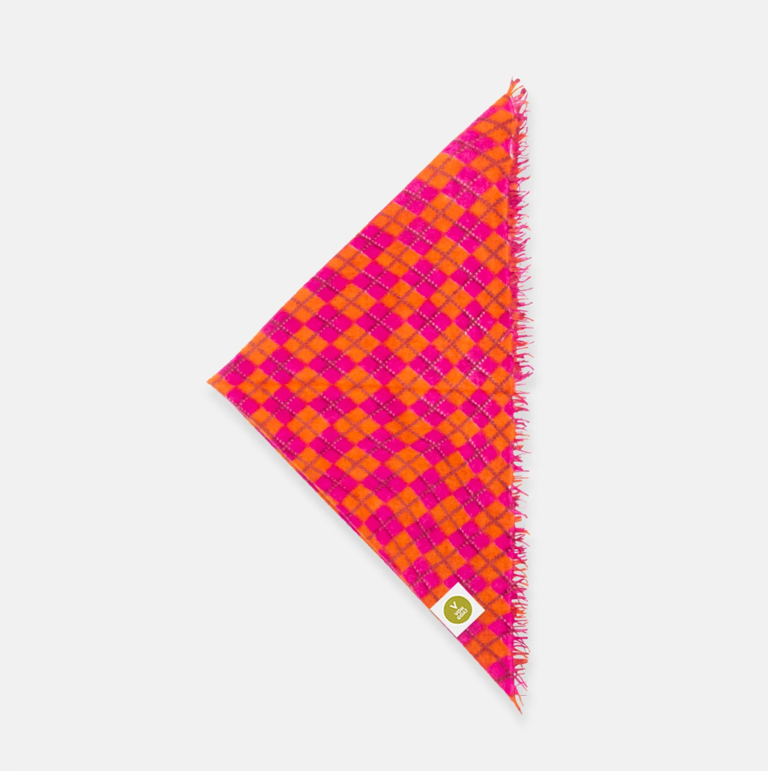 Bandana Karo C mit Fransen - orange/ pink - karo