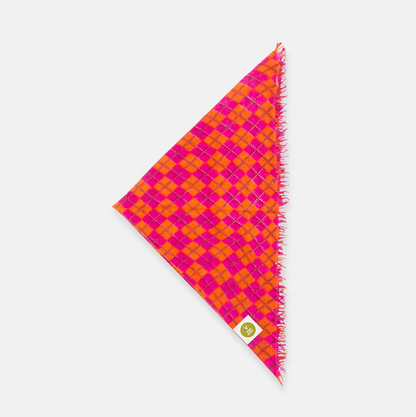 Bandana Karo C mit Fransen - orange/ pink - karo