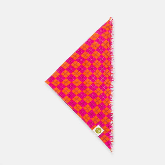 Bandana Karo C mit Fransen - orange/ pink - karo