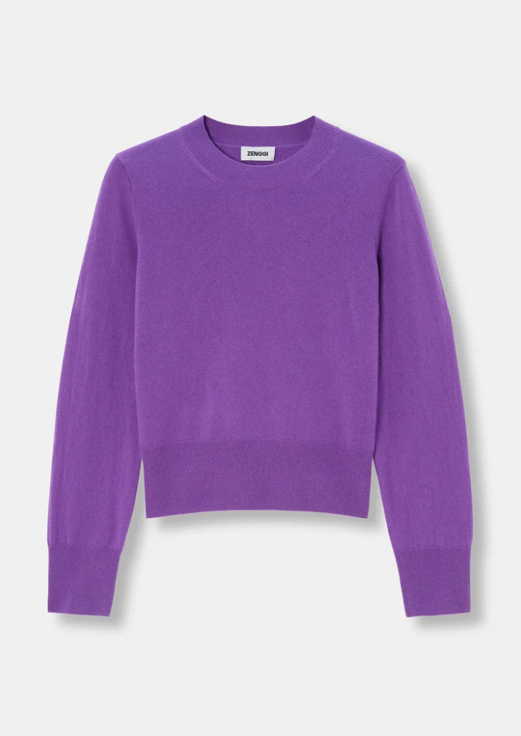 Cashmere Blend Round Neck Jumper - violet