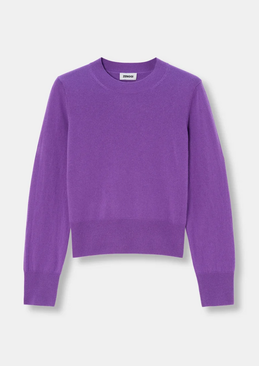 Cashmere Blend Round Neck Jumper - violet