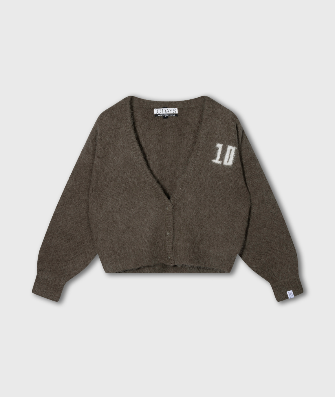 Hairy knit cardigan - portobello
