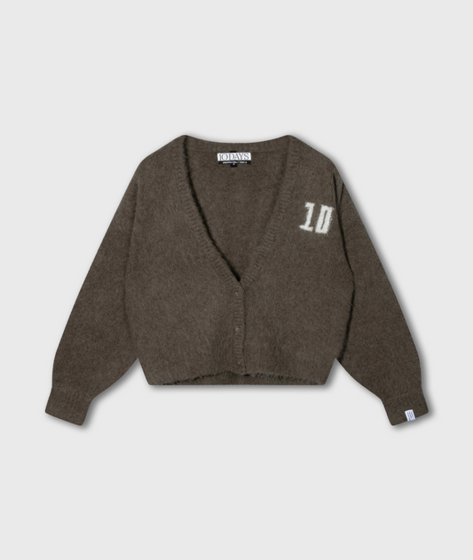 Hairy knit cardigan - portobello