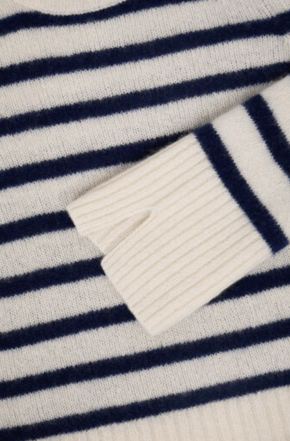 Pullover mit Cashmere - Blau/ Offwhite