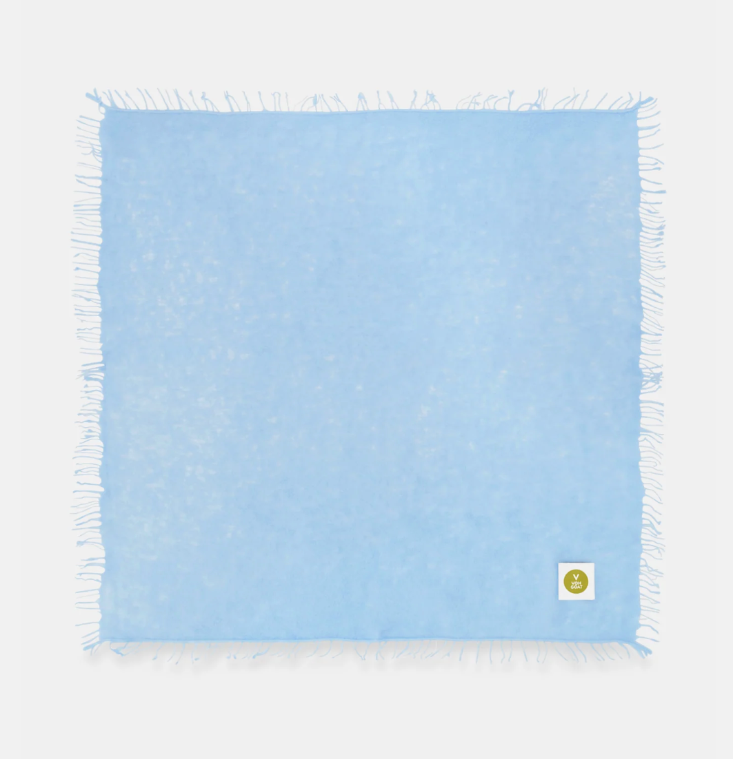 Cashmerebandana mit Fransen - hellblau