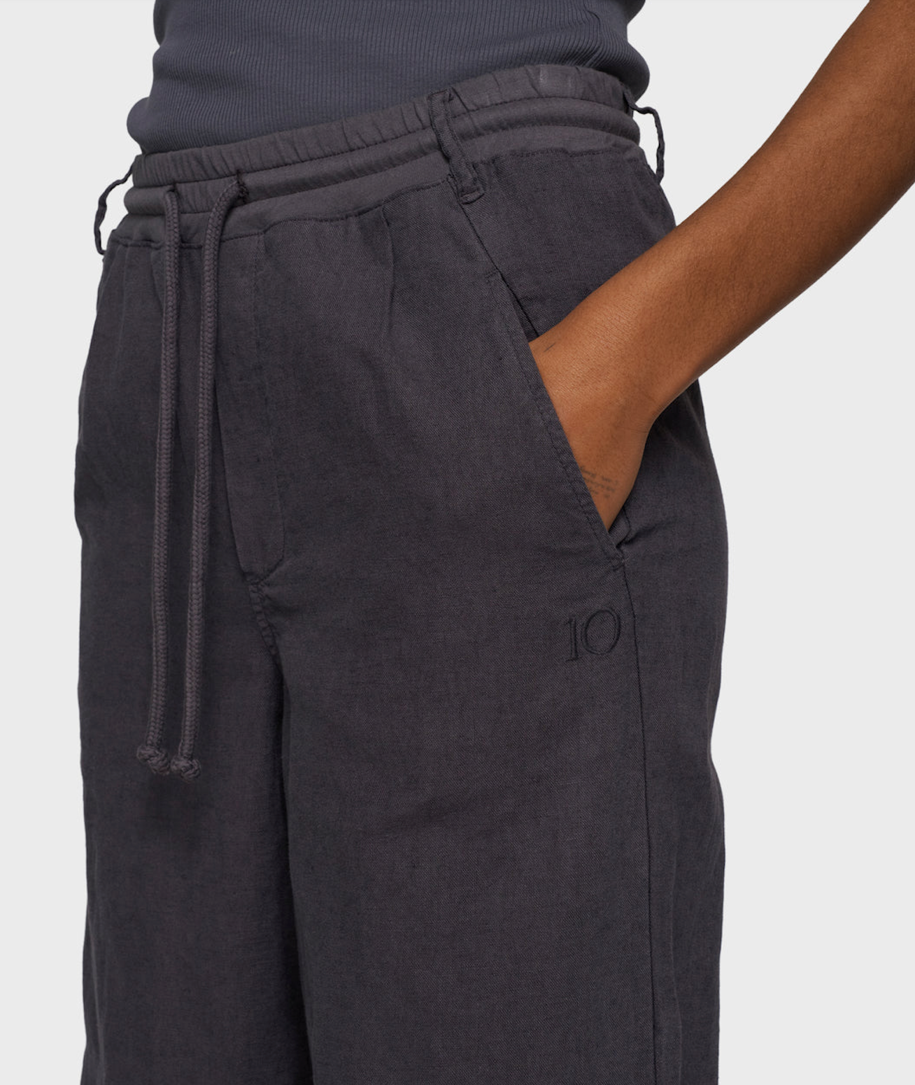 Cotton linen pants - anthrazit (steel blue)