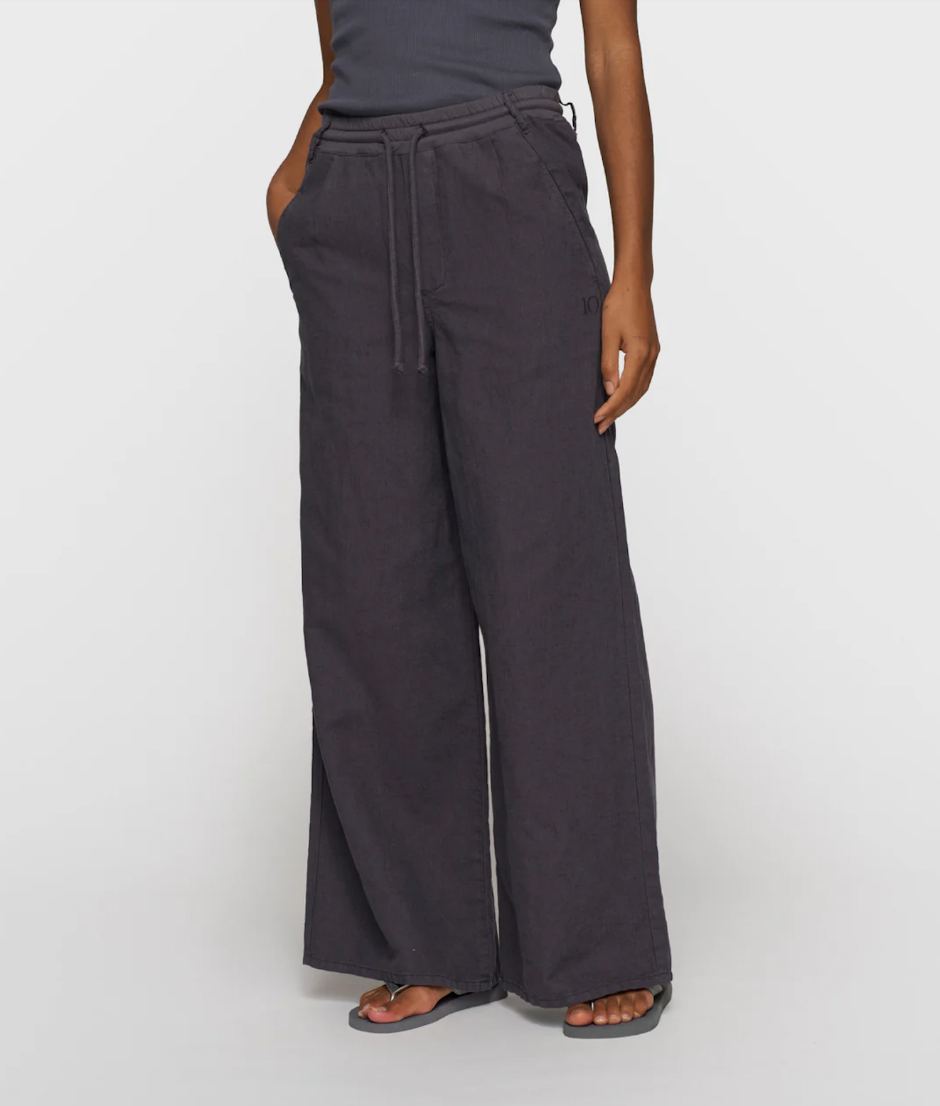 Cotton linen pants - anthrazit (steel blue)