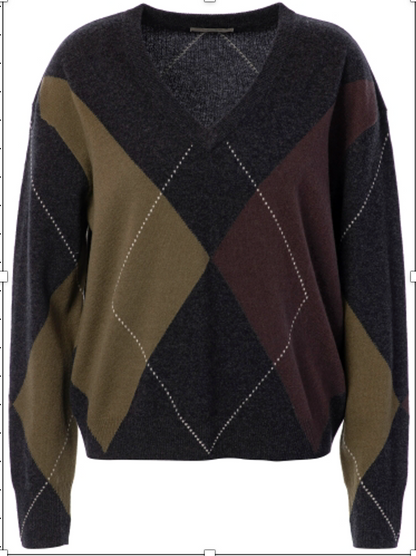Pullover - grau/oliv/braun