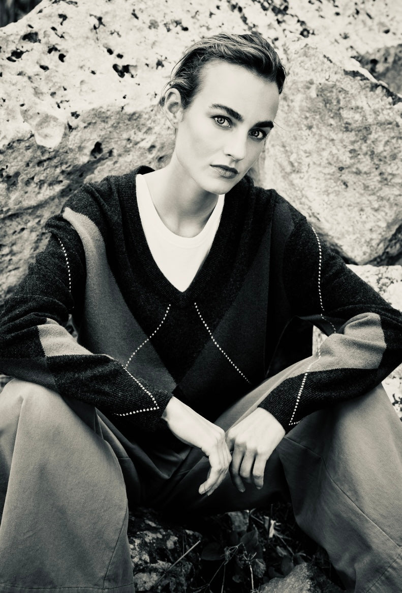 Pullover - grau/oliv/braun