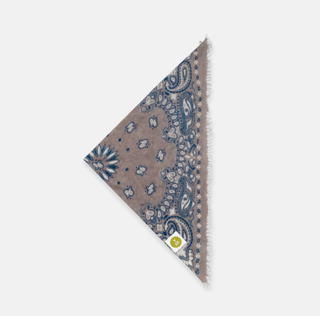 Cashmerebandana Paisley I  XL mit Fransen - nude