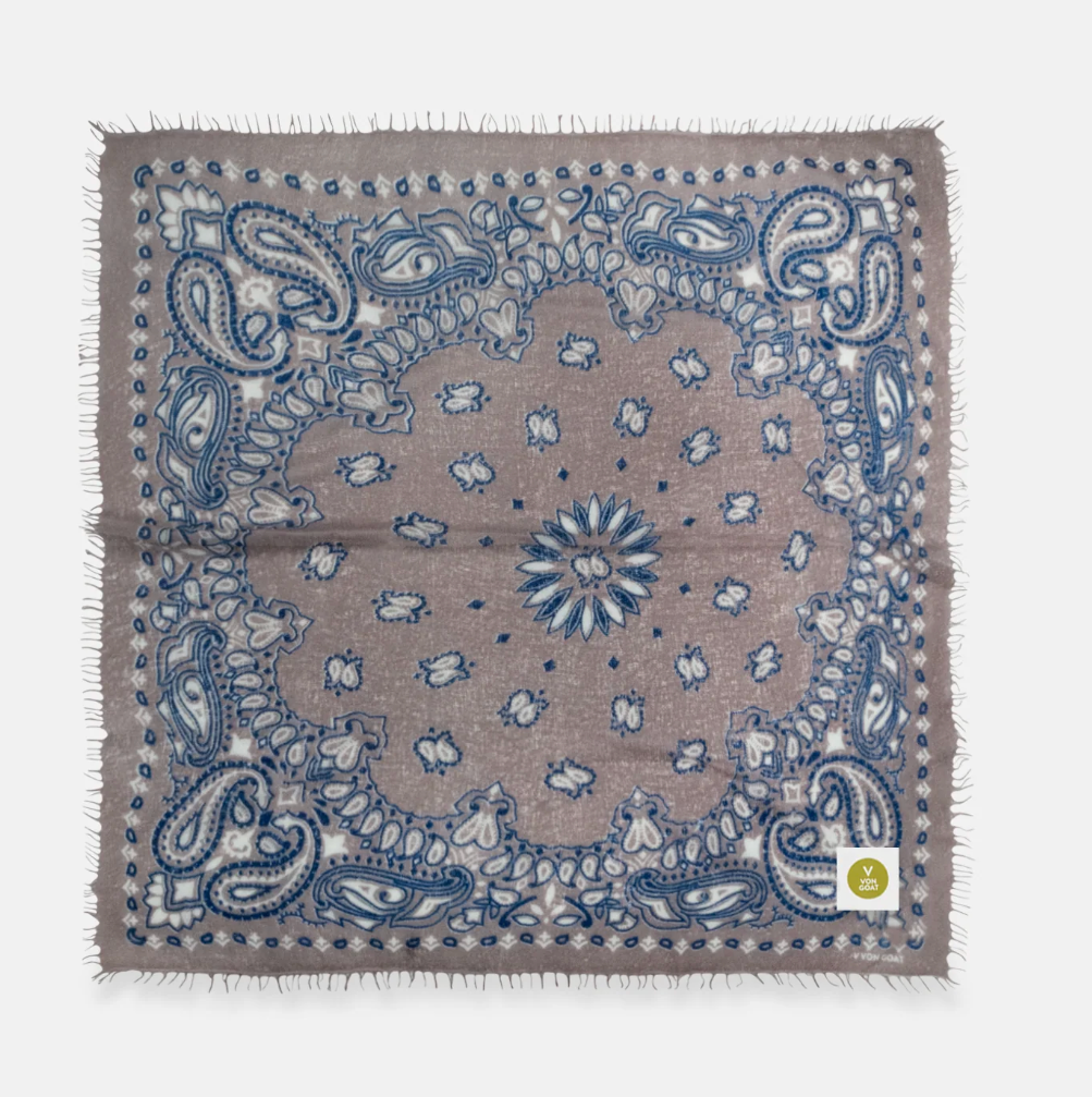 Cashmerebandana Paisley I  XL mit Fransen - nude
