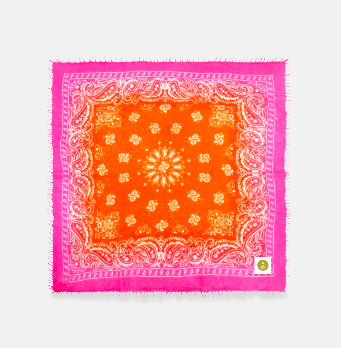 Bandana Paisley AM XL mit Fransen - orange/ pink