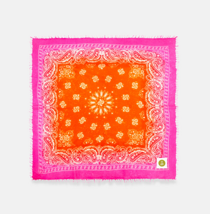 Bandana Paisley AM XL mit Fransen - orange/ pink