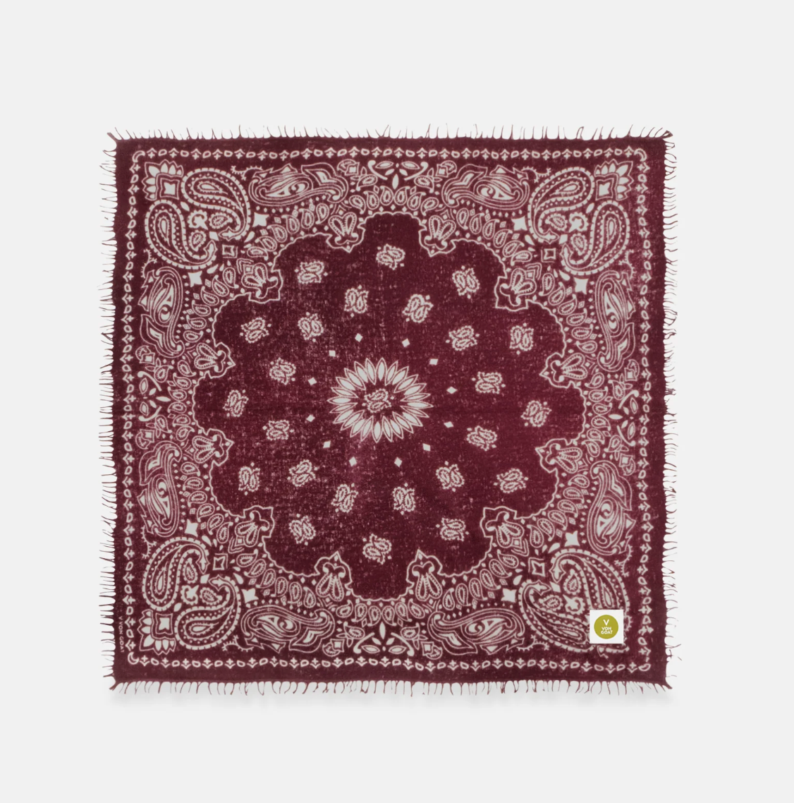 Bandana Paisley O XL mit Fransen - bordeaux/ weiß
